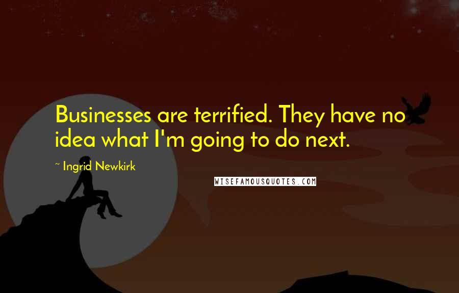 Ingrid Newkirk Quotes: Businesses are terrified. They have no idea what I'm going to do next.