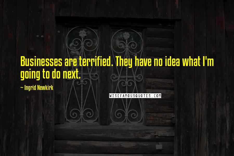 Ingrid Newkirk Quotes: Businesses are terrified. They have no idea what I'm going to do next.