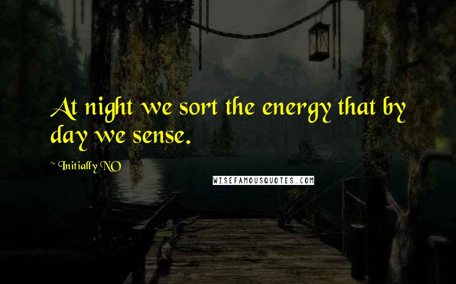 Initially NO Quotes: At night we sort the energy that by day we sense.