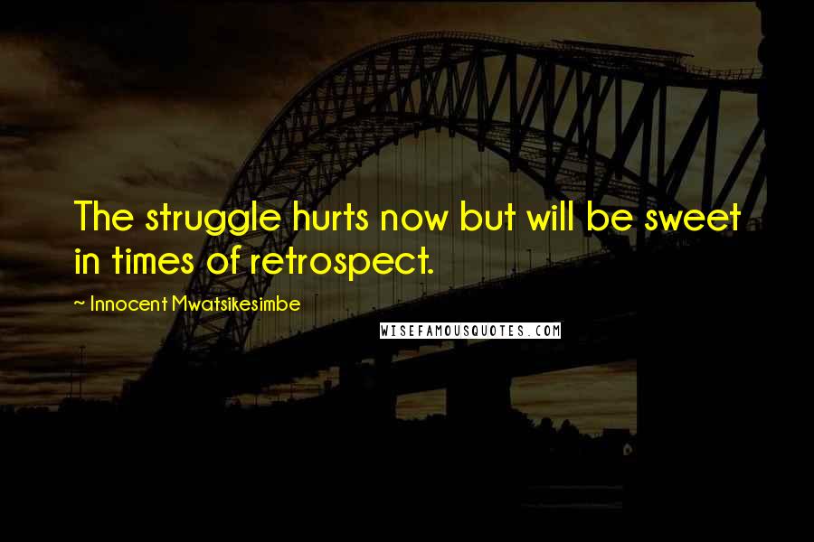 Innocent Mwatsikesimbe Quotes: The struggle hurts now but will be sweet in times of retrospect.