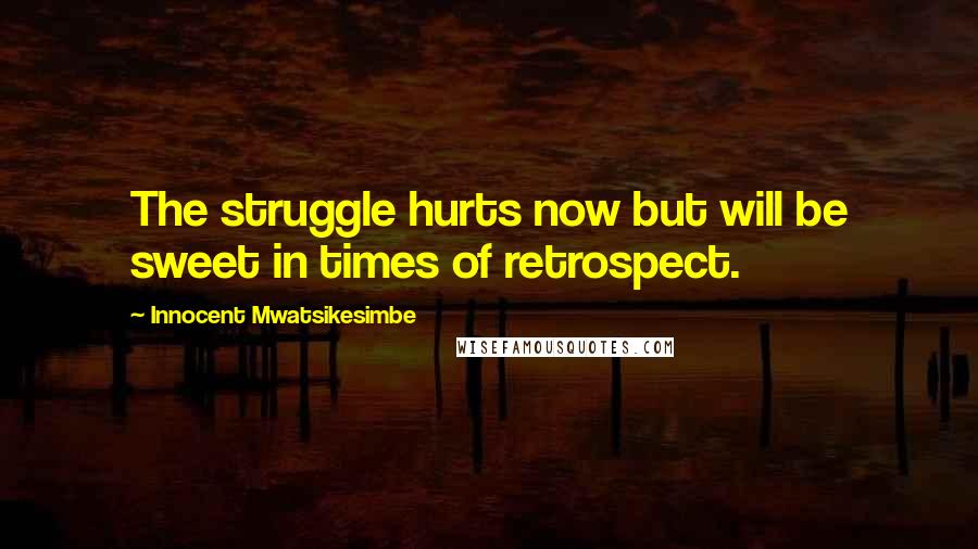 Innocent Mwatsikesimbe Quotes: The struggle hurts now but will be sweet in times of retrospect.