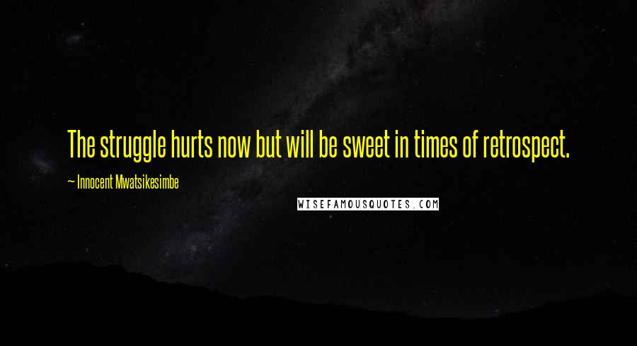 Innocent Mwatsikesimbe Quotes: The struggle hurts now but will be sweet in times of retrospect.