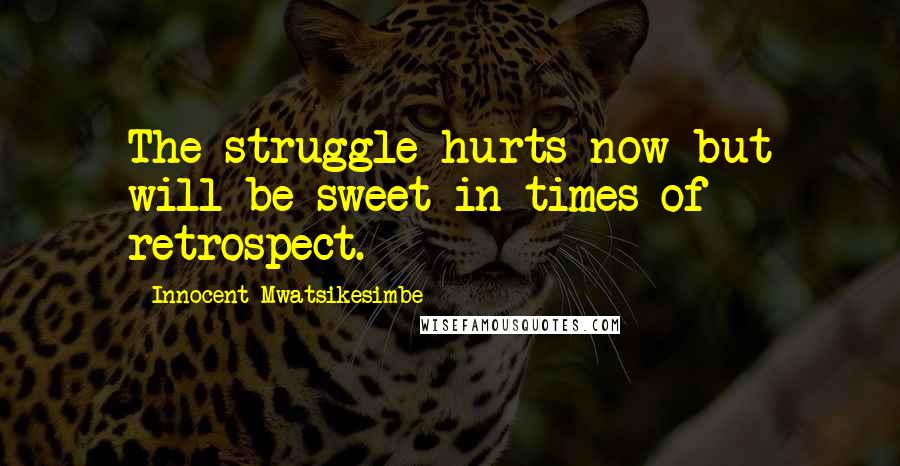 Innocent Mwatsikesimbe Quotes: The struggle hurts now but will be sweet in times of retrospect.