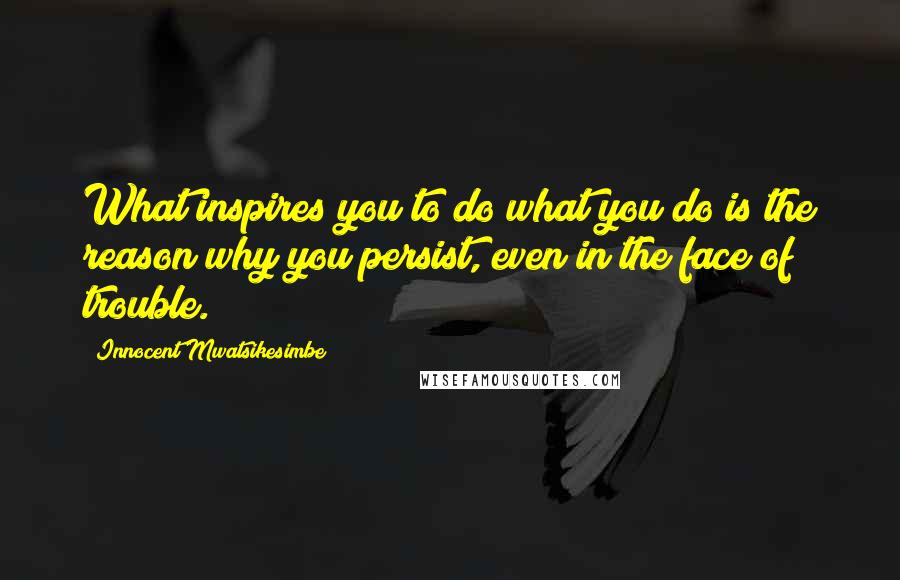 Innocent Mwatsikesimbe Quotes: What inspires you to do what you do is the reason why you persist, even in the face of trouble.