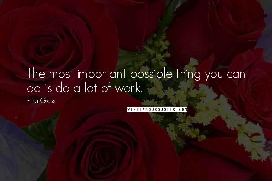 Ira Glass Quotes: The most important possible thing you can do is do a lot of work.