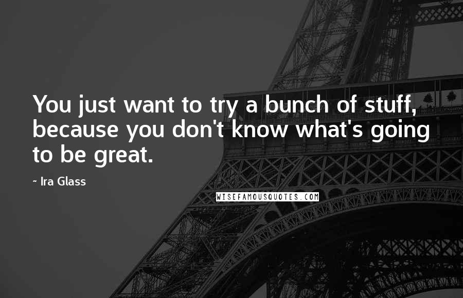 Ira Glass Quotes: You just want to try a bunch of stuff, because you don't know what's going to be great.