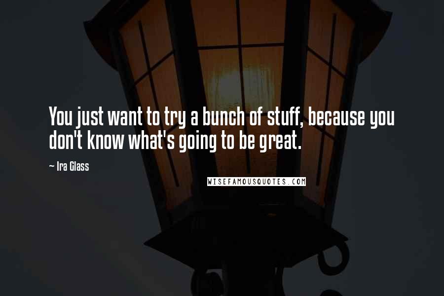 Ira Glass Quotes: You just want to try a bunch of stuff, because you don't know what's going to be great.
