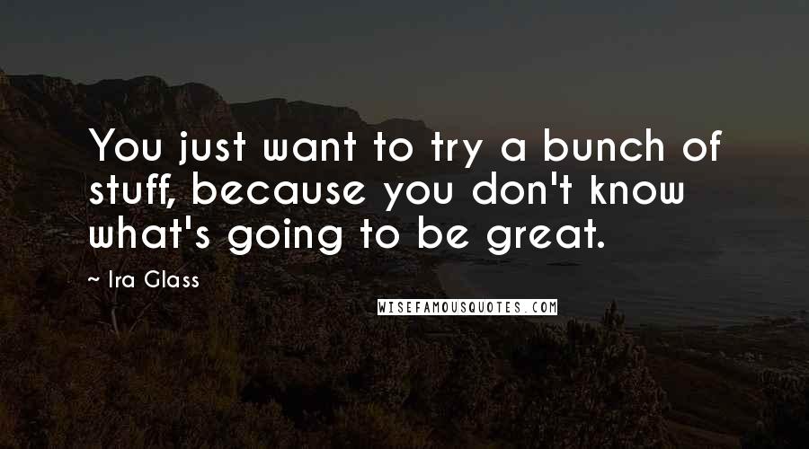 Ira Glass Quotes: You just want to try a bunch of stuff, because you don't know what's going to be great.