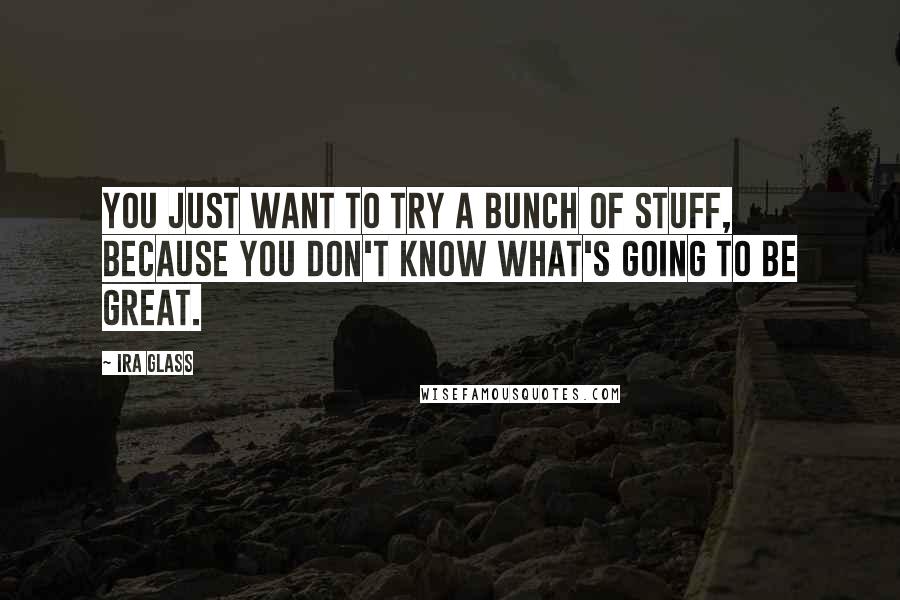 Ira Glass Quotes: You just want to try a bunch of stuff, because you don't know what's going to be great.