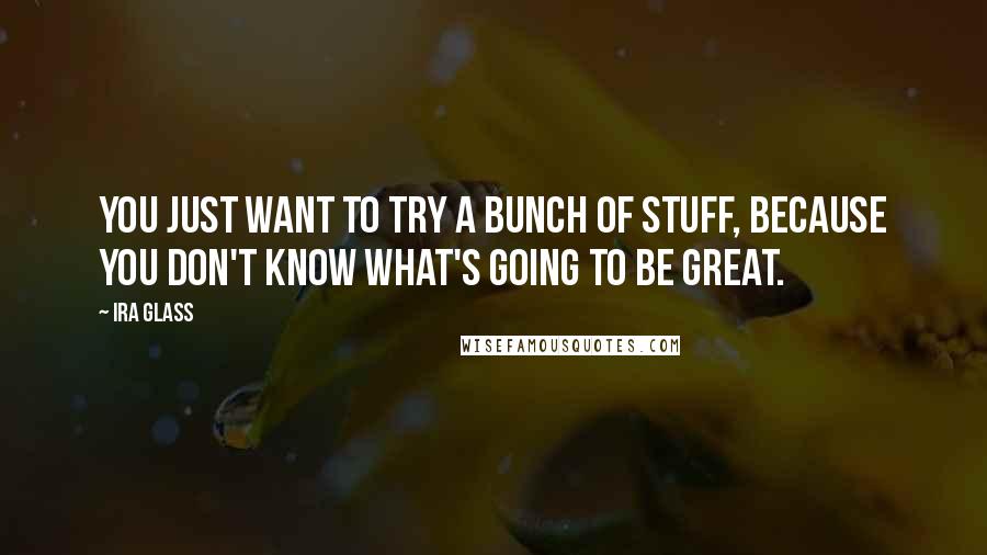 Ira Glass Quotes: You just want to try a bunch of stuff, because you don't know what's going to be great.
