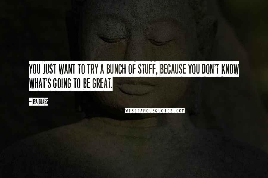 Ira Glass Quotes: You just want to try a bunch of stuff, because you don't know what's going to be great.