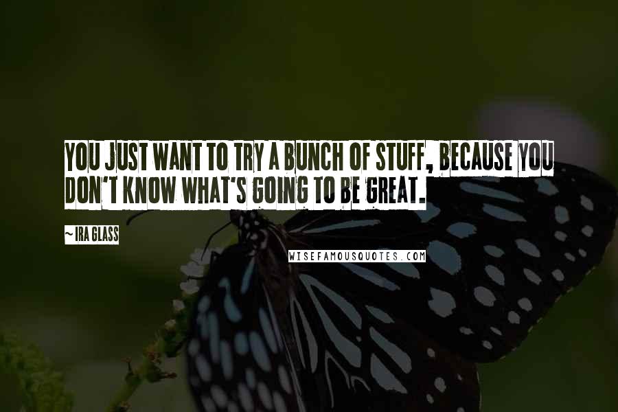 Ira Glass Quotes: You just want to try a bunch of stuff, because you don't know what's going to be great.