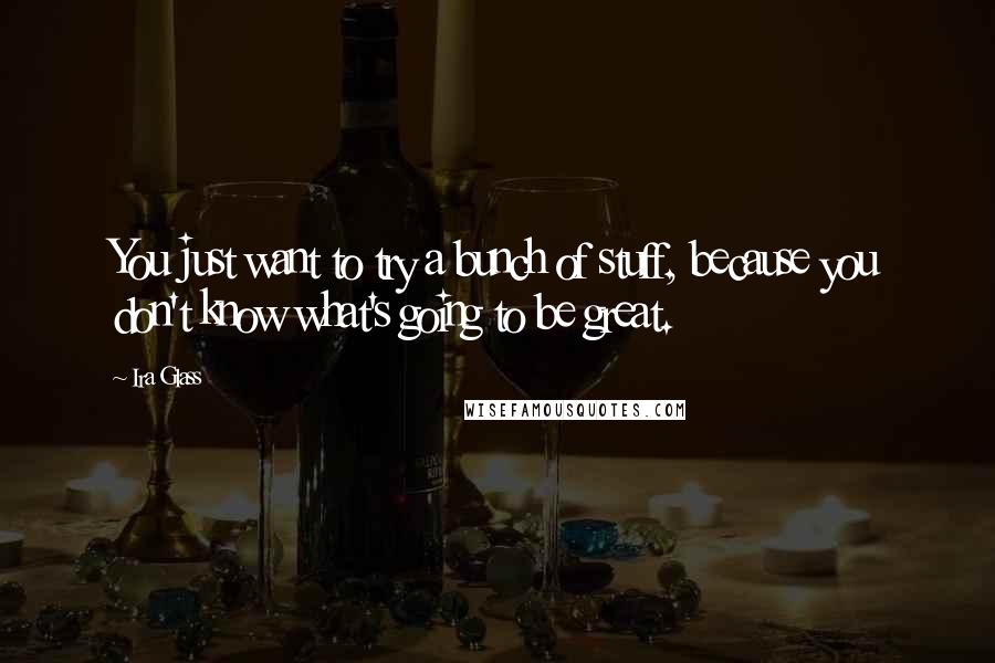 Ira Glass Quotes: You just want to try a bunch of stuff, because you don't know what's going to be great.