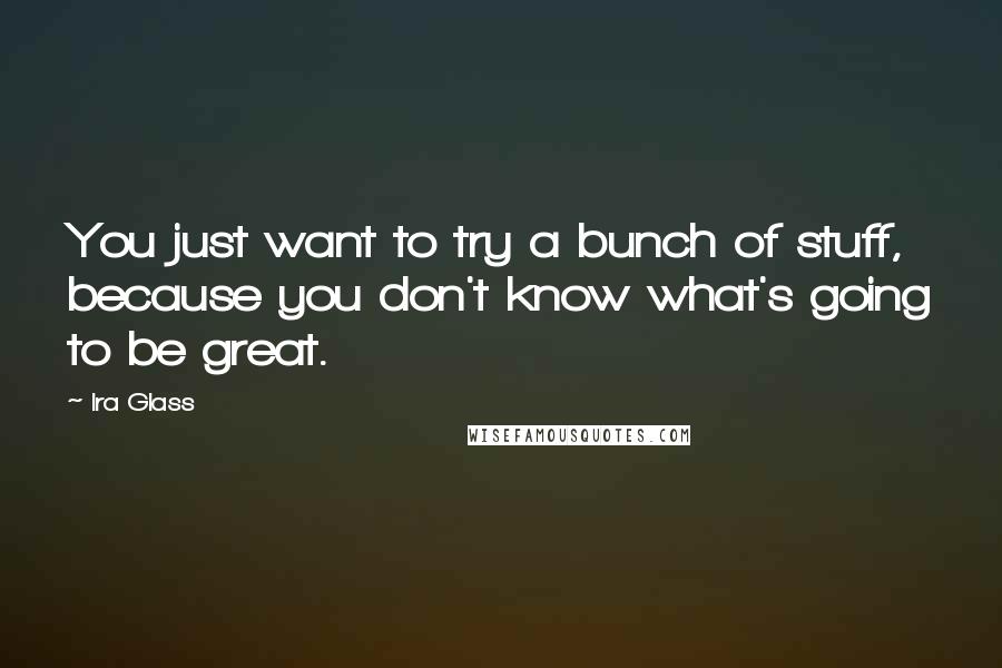 Ira Glass Quotes: You just want to try a bunch of stuff, because you don't know what's going to be great.