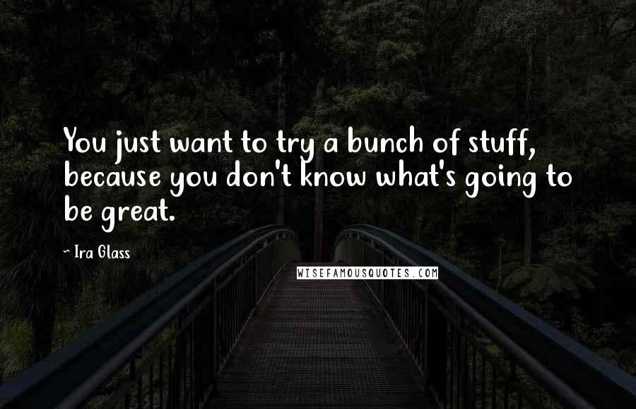 Ira Glass Quotes: You just want to try a bunch of stuff, because you don't know what's going to be great.