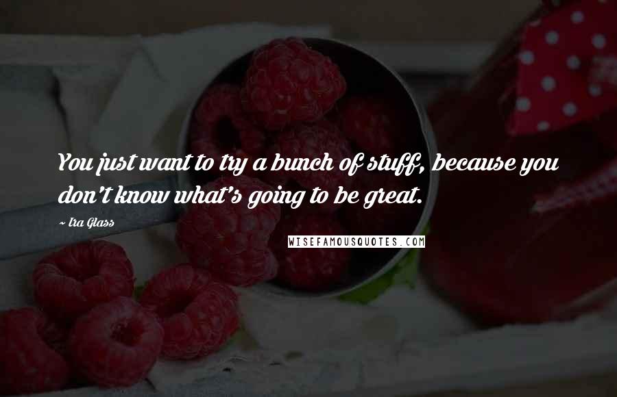 Ira Glass Quotes: You just want to try a bunch of stuff, because you don't know what's going to be great.