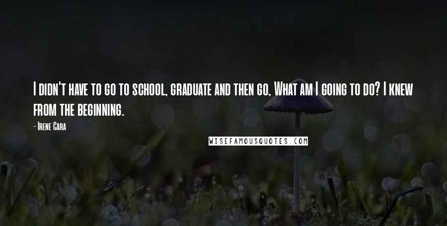 Irene Cara Quotes: I didn't have to go to school, graduate and then go, What am I going to do? I knew from the beginning.