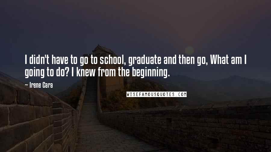 Irene Cara Quotes: I didn't have to go to school, graduate and then go, What am I going to do? I knew from the beginning.