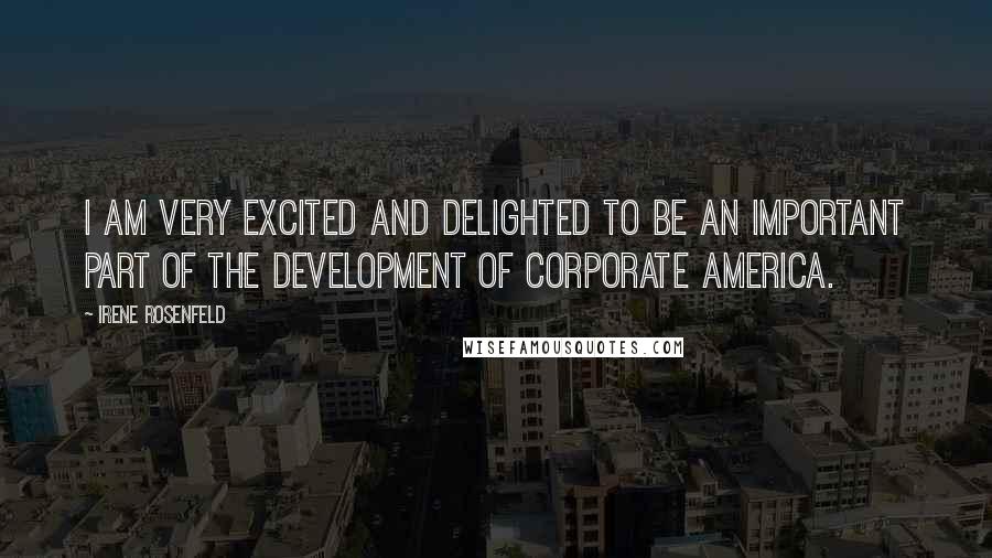 Irene Rosenfeld Quotes: I am very excited and delighted to be an important part of the development of corporate America.