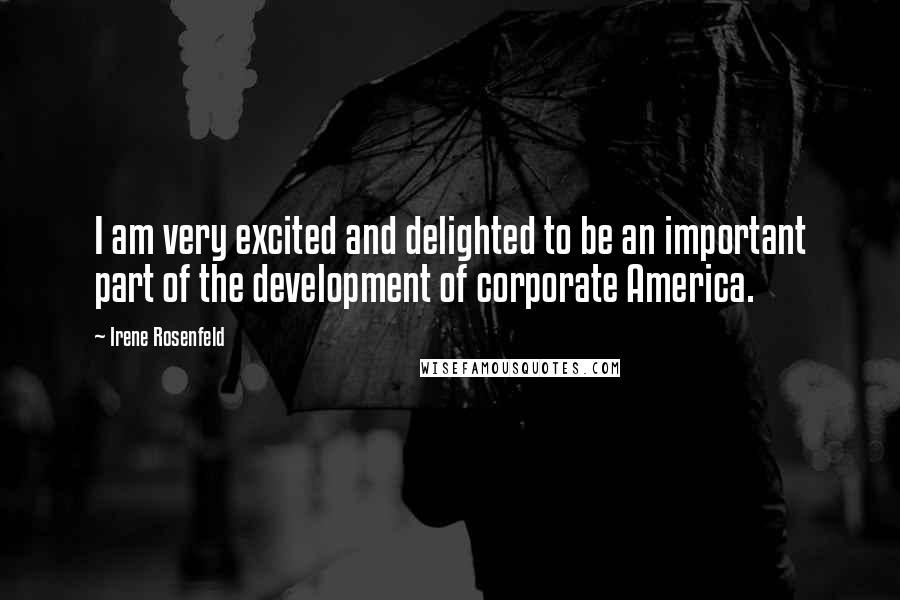 Irene Rosenfeld Quotes: I am very excited and delighted to be an important part of the development of corporate America.