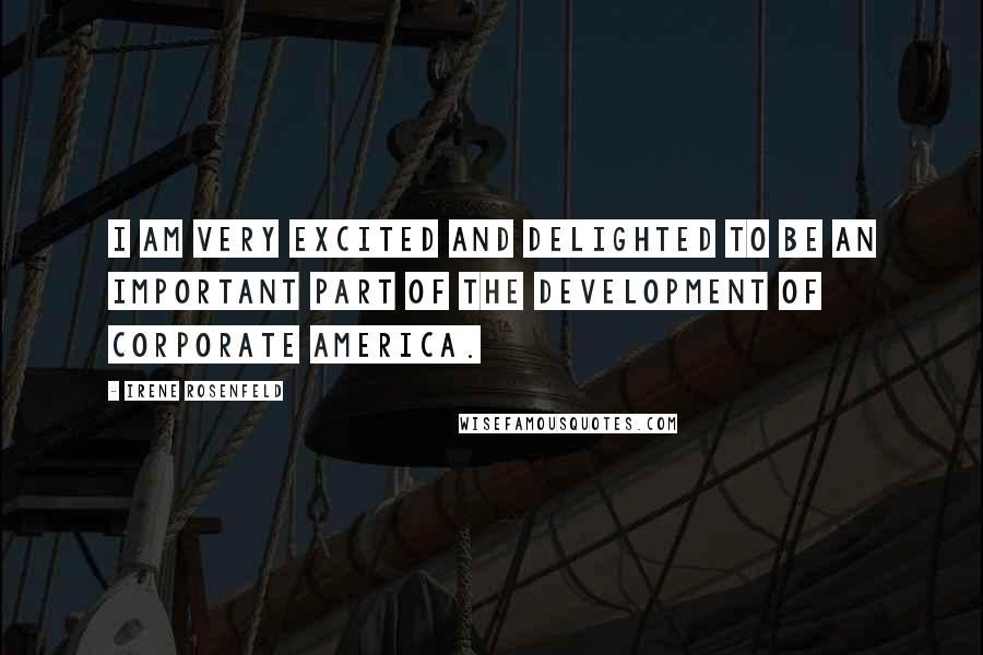 Irene Rosenfeld Quotes: I am very excited and delighted to be an important part of the development of corporate America.