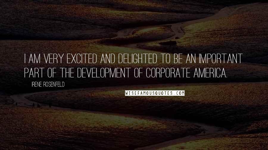 Irene Rosenfeld Quotes: I am very excited and delighted to be an important part of the development of corporate America.