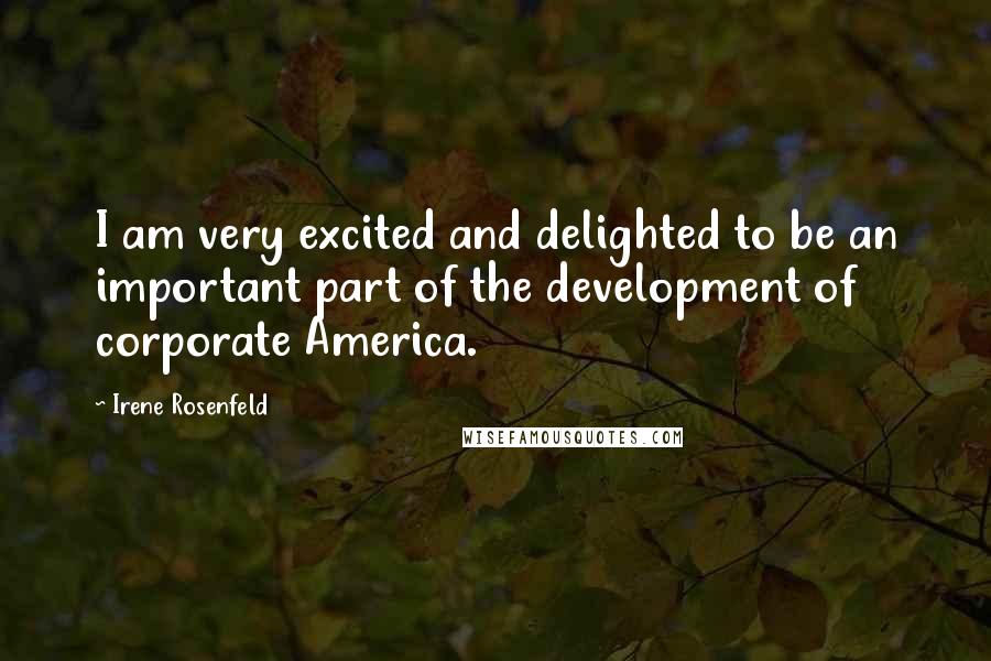 Irene Rosenfeld Quotes: I am very excited and delighted to be an important part of the development of corporate America.