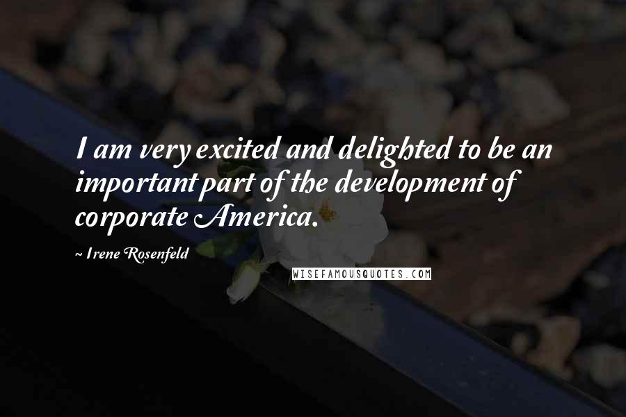 Irene Rosenfeld Quotes: I am very excited and delighted to be an important part of the development of corporate America.