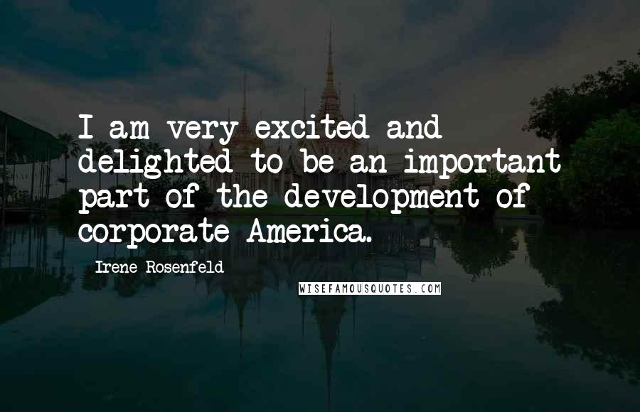 Irene Rosenfeld Quotes: I am very excited and delighted to be an important part of the development of corporate America.