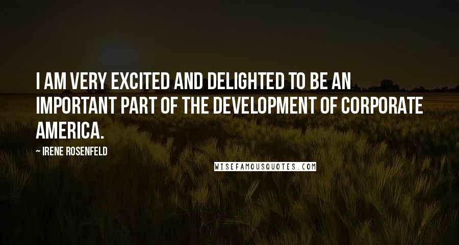 Irene Rosenfeld Quotes: I am very excited and delighted to be an important part of the development of corporate America.