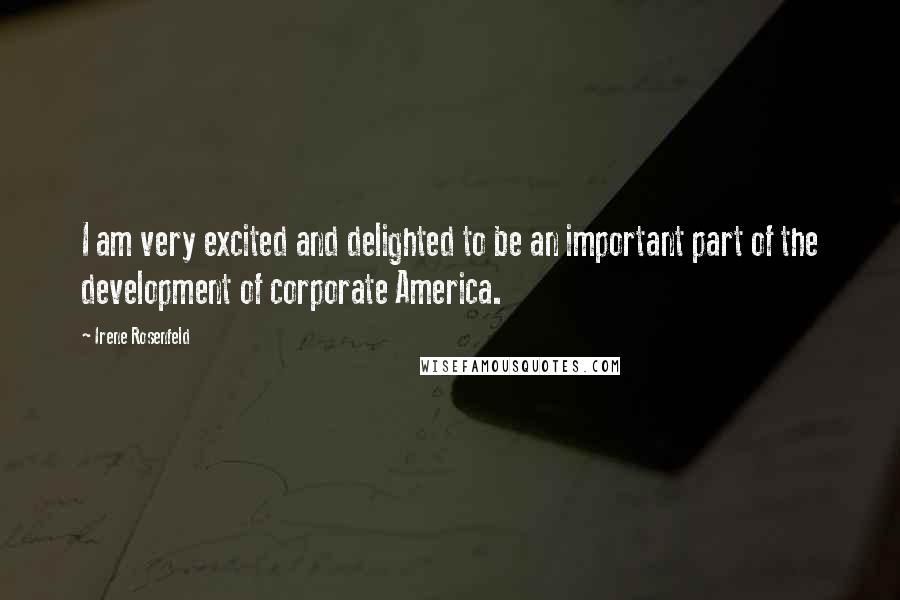 Irene Rosenfeld Quotes: I am very excited and delighted to be an important part of the development of corporate America.