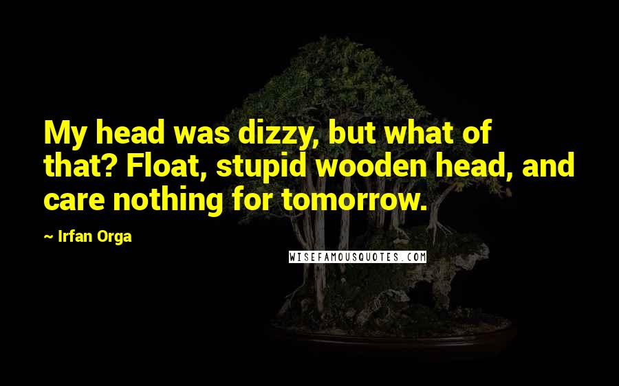 Irfan Orga Quotes: My head was dizzy, but what of that? Float, stupid wooden head, and care nothing for tomorrow.