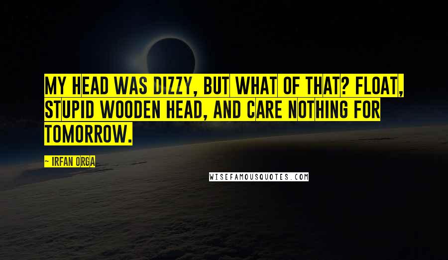 Irfan Orga Quotes: My head was dizzy, but what of that? Float, stupid wooden head, and care nothing for tomorrow.