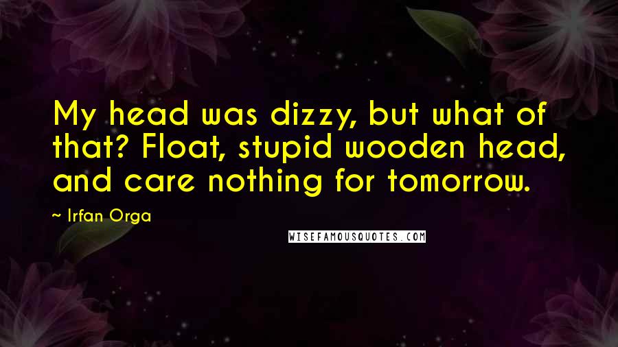 Irfan Orga Quotes: My head was dizzy, but what of that? Float, stupid wooden head, and care nothing for tomorrow.