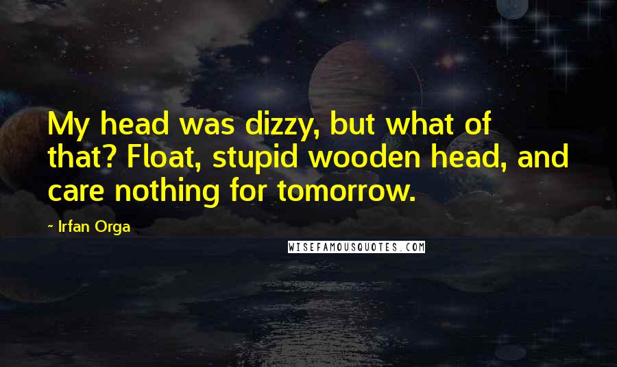 Irfan Orga Quotes: My head was dizzy, but what of that? Float, stupid wooden head, and care nothing for tomorrow.