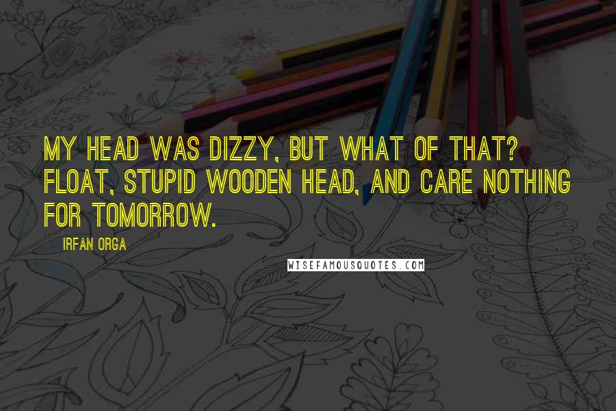 Irfan Orga Quotes: My head was dizzy, but what of that? Float, stupid wooden head, and care nothing for tomorrow.