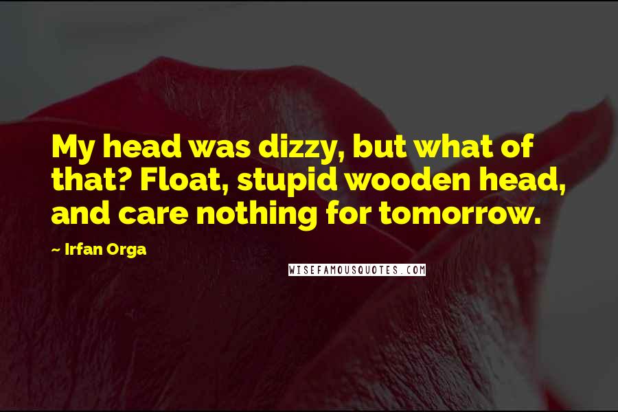 Irfan Orga Quotes: My head was dizzy, but what of that? Float, stupid wooden head, and care nothing for tomorrow.