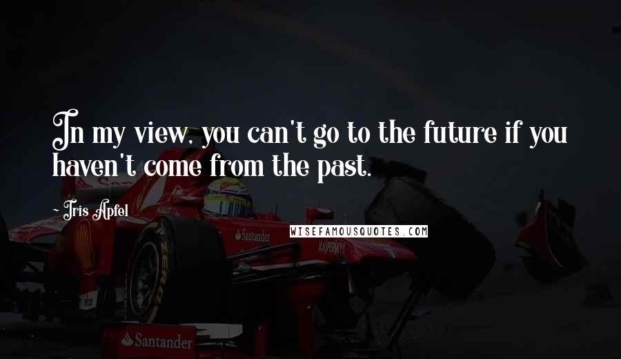 Iris Apfel Quotes: In my view, you can't go to the future if you haven't come from the past.