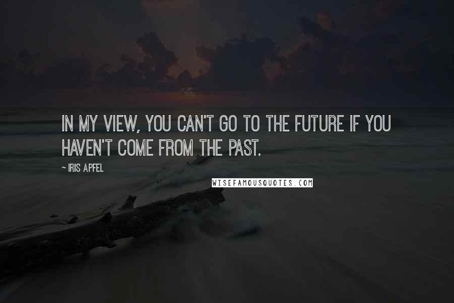 Iris Apfel Quotes: In my view, you can't go to the future if you haven't come from the past.