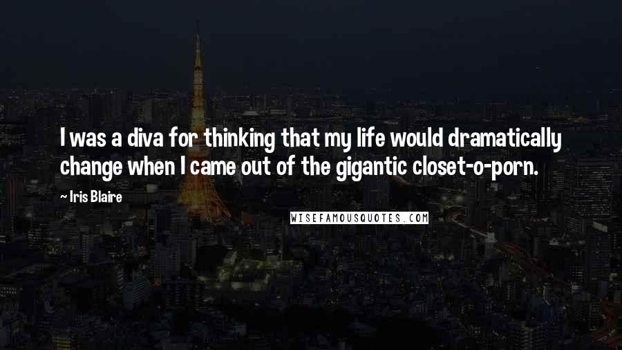 Iris Blaire Quotes: I was a diva for thinking that my life would dramatically change when I came out of the gigantic closet-o-porn.