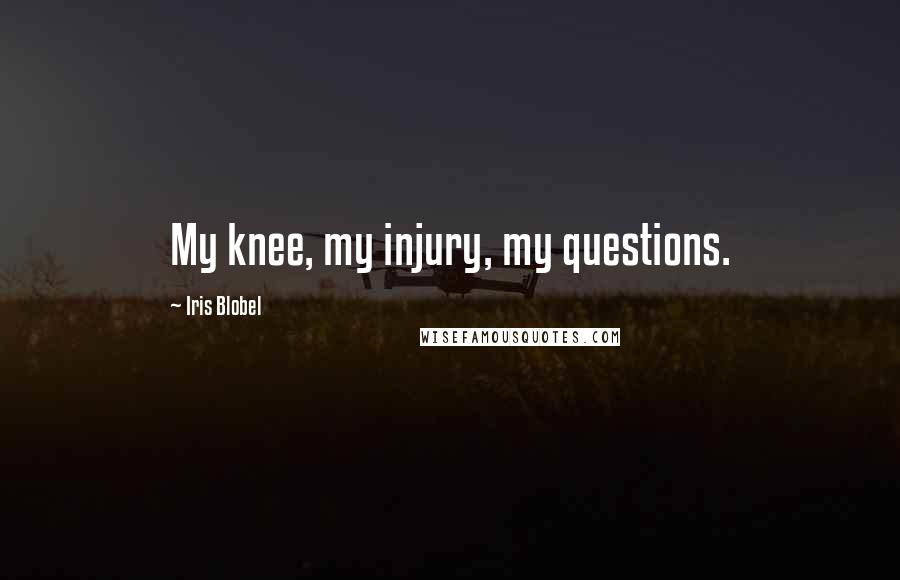 Iris Blobel Quotes: My knee, my injury, my questions.