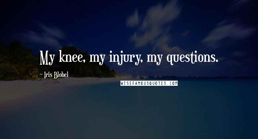 Iris Blobel Quotes: My knee, my injury, my questions.