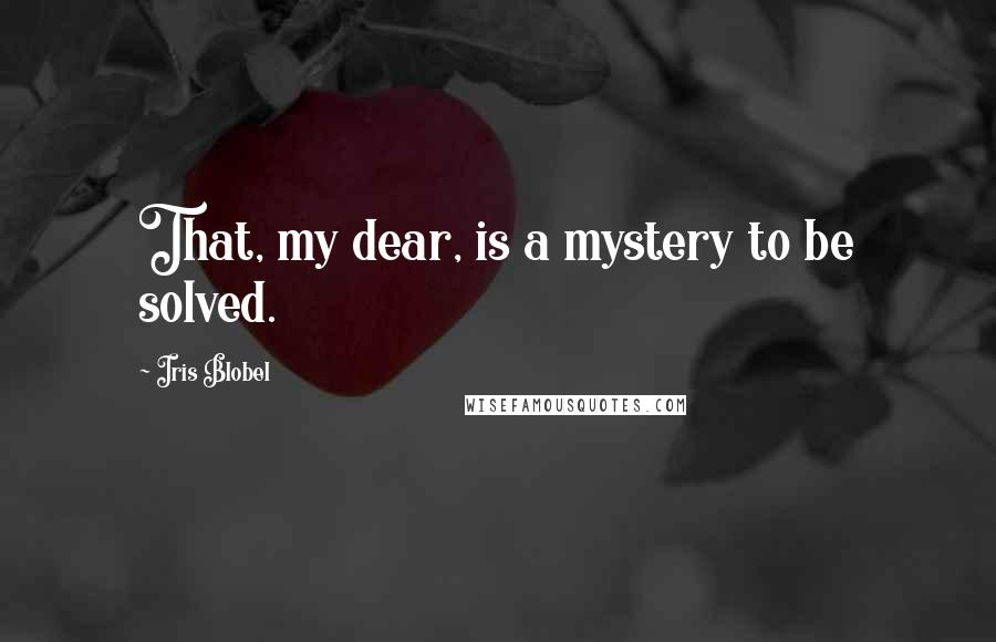 Iris Blobel Quotes: That, my dear, is a mystery to be solved.