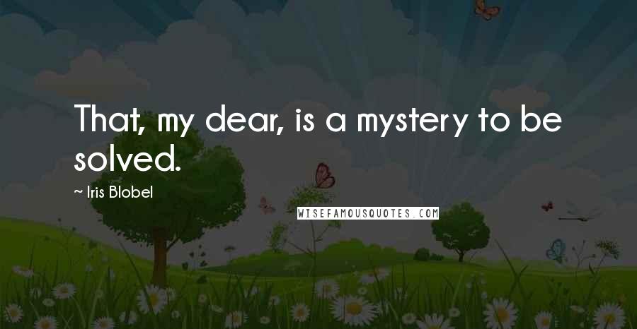 Iris Blobel Quotes: That, my dear, is a mystery to be solved.