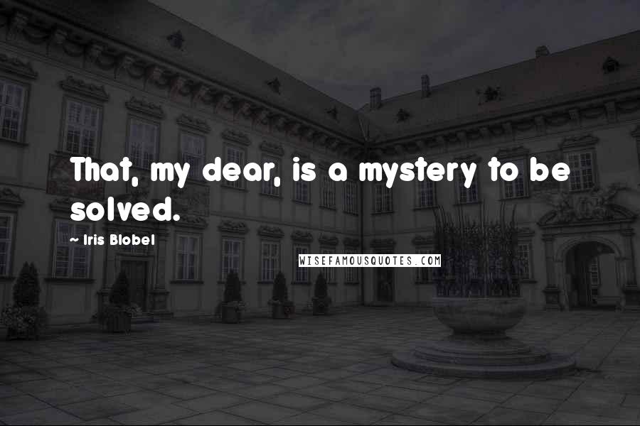 Iris Blobel Quotes: That, my dear, is a mystery to be solved.