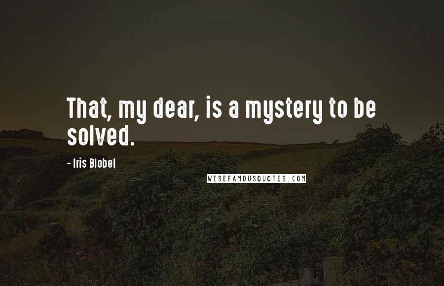 Iris Blobel Quotes: That, my dear, is a mystery to be solved.