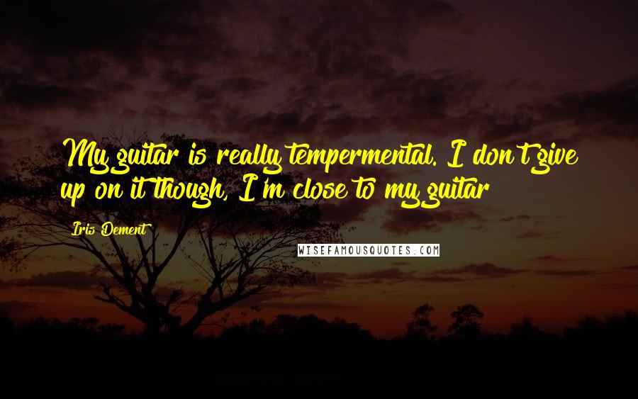 Iris Dement Quotes: My guitar is really tempermental. I don't give up on it though, I'm close to my guitar!