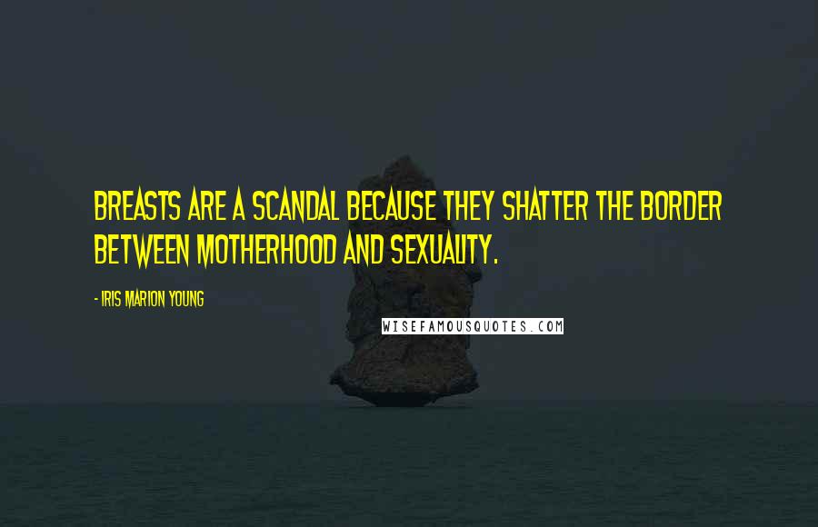 Iris Marion Young Quotes: Breasts are a scandal because they shatter the border between motherhood and sexuality.