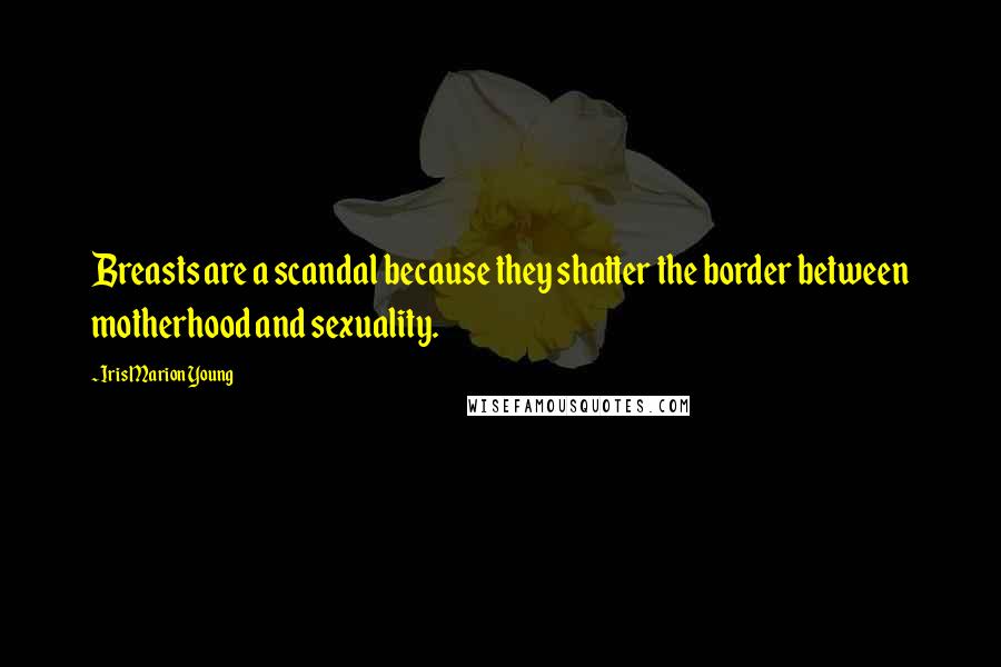 Iris Marion Young Quotes: Breasts are a scandal because they shatter the border between motherhood and sexuality.