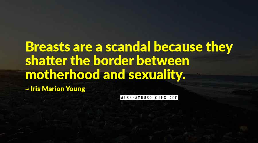 Iris Marion Young Quotes: Breasts are a scandal because they shatter the border between motherhood and sexuality.